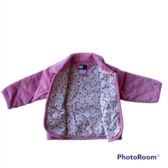 Tommy Hilfiger Quilted Pink Corduroy Paisley Floral Toddler Coat 6-12 Month - Picture 1 of 5